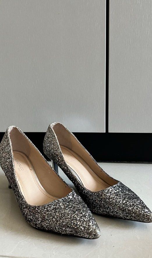 Anna Nucci Glitter Kitten Heels Women s Fashion Footwear Heels on Carousell