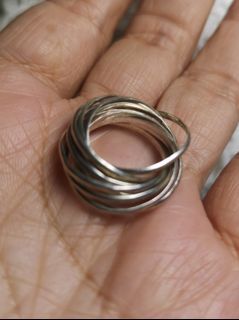 Antique sterling silver Russian wedding ring, infinity ring, rolling ring, size 5