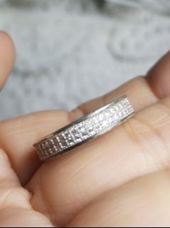 Beautiful double band Russian diamond wedding ring, size 5