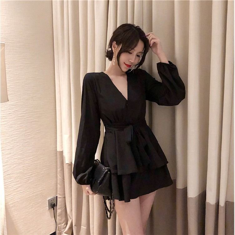 princess polly baby blue dress Summer Women's Dress Metal Buckle Slim Sexy Backless Dress Korean Slim Hip  Short Belt Fashion Hot Sexy – Porpop main image 0