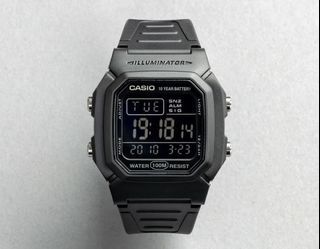Casio W-800H-1B Illuminator Digital Quartz Watch W800H-1B Stealth Black W800 Brand New