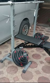 Complete Home Gym Set - barbell, bench, plates, weights
