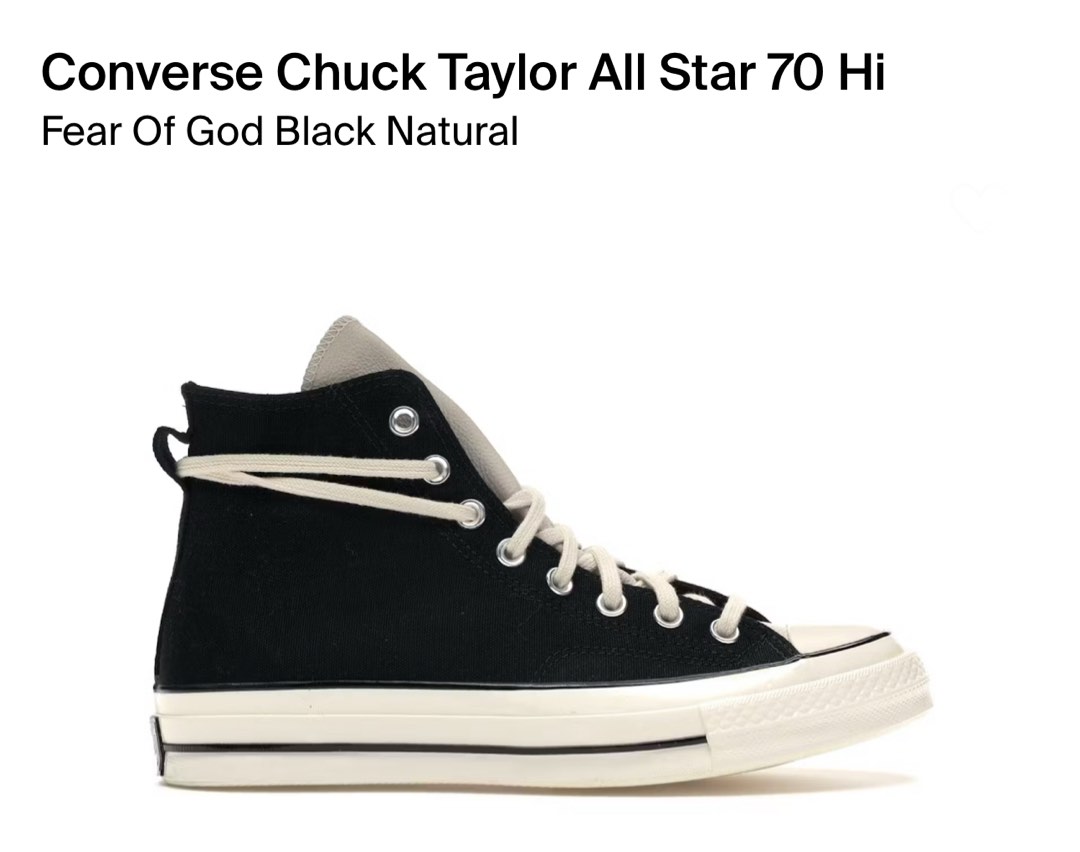 Converse Chuck Taylor All Star 70 Hi Fear Of God Black Natural Men s Fashion Footwear Sneakers on Carousell