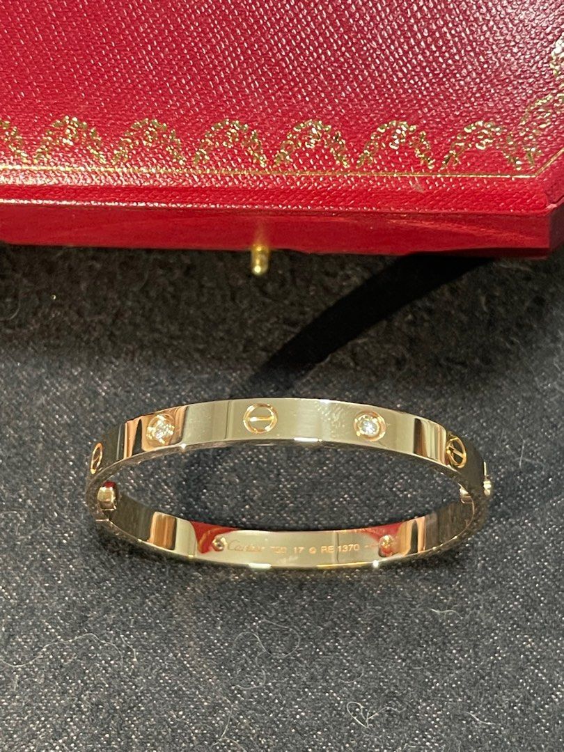 Customized Cartier love series 4 diamonds 18k Rose gold bangle