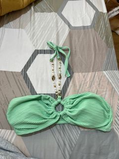 Green Ring Linked Halter Bikini Top