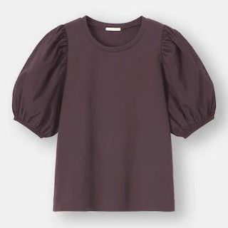 GU by Uniqlo Dark Purple Puff Sleeve Top (Size Large)