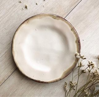 Handmade Ceramic Rustic Plate - Oat Beige Eggshell Ivory White