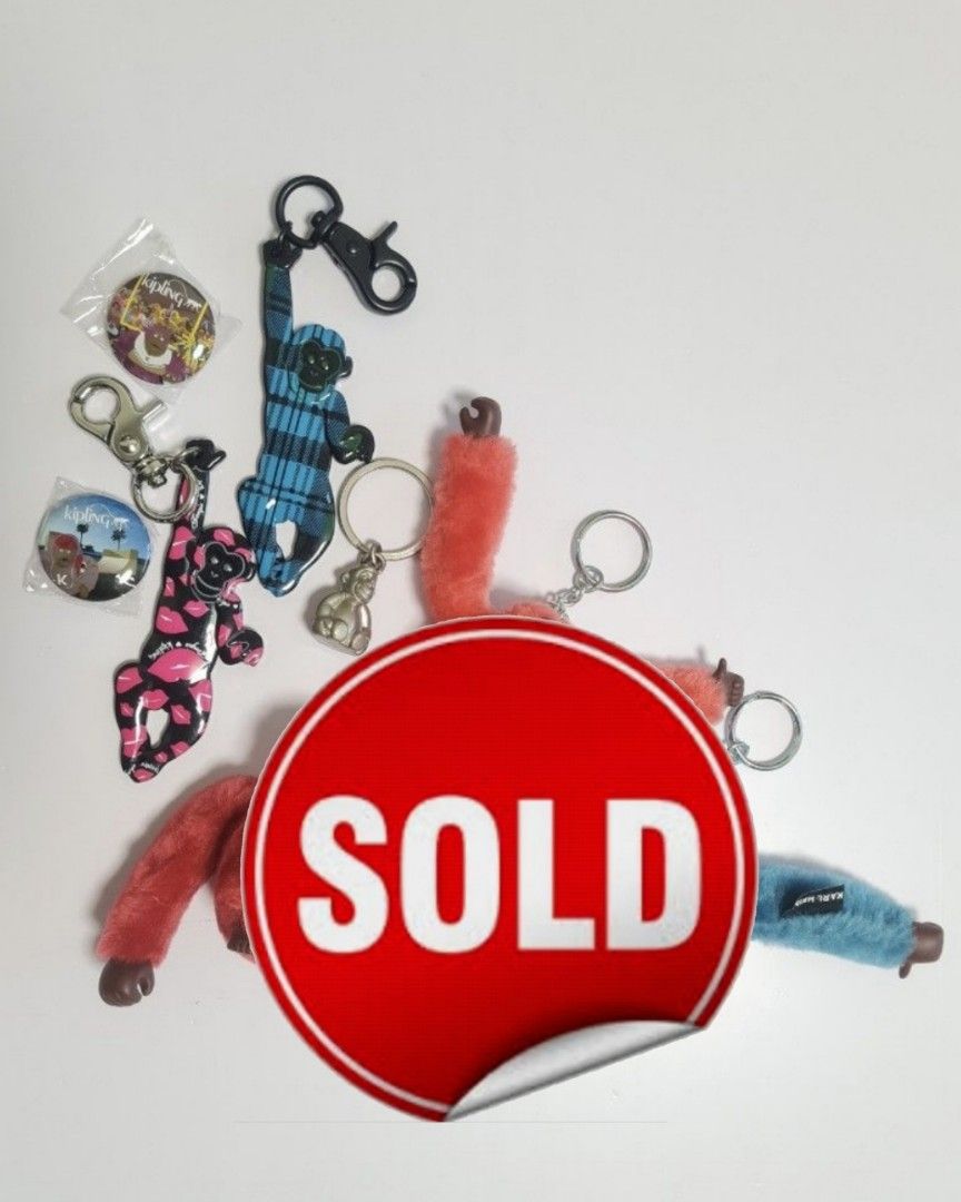 Kipling Basic Fergie collection Assorted Furry Monkey Metal and Plastic bag charm key clips