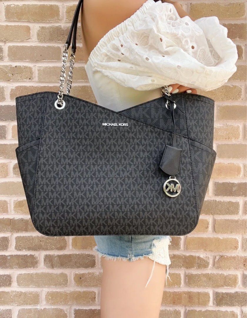 Michael kors black purse with silver hardware clearance