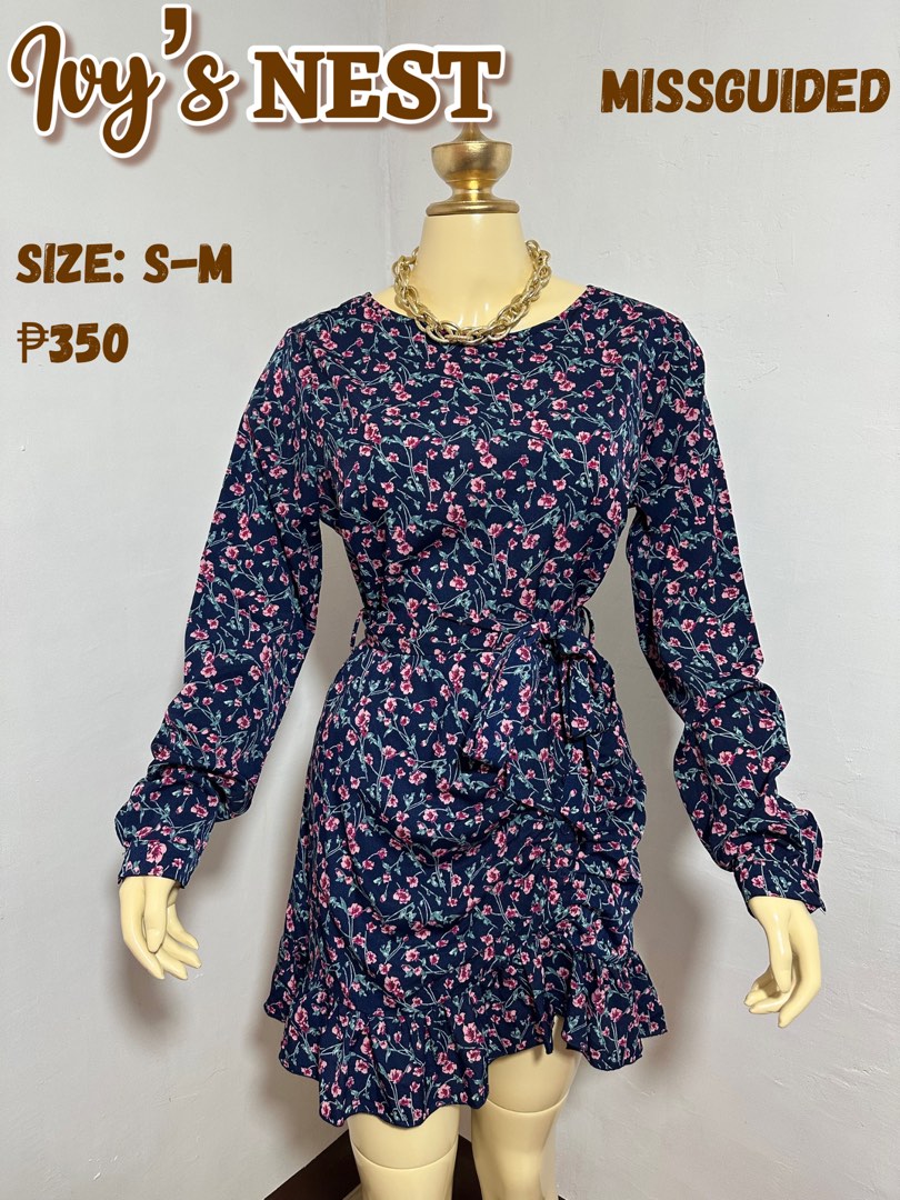 MISSGUIDED Blue Floral Dress