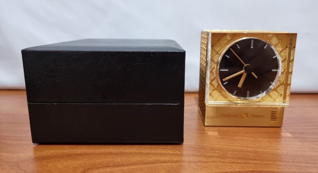 National Table Quartz Clock TG72 (Category: Clocks) located in Binangonan. Submitted by c_r_i_s (Listing ID 1295408917, Image 2). Description: National Table Quartz Clock TG72 Gold tone metal frame Keeps accurate time Vintage With alarm In near-mint condition Matsushita Electric Works, Ltd. Made in Japan.
