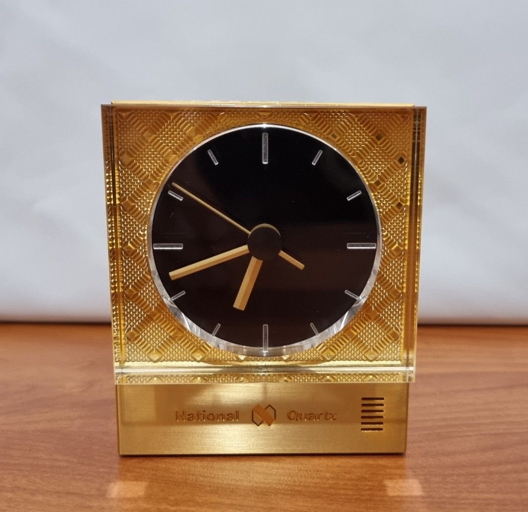 National Table Quartz Clock TG72 (Category: Clocks) located in Binangonan. Submitted by c_r_i_s (Listing ID 1295408917, Image 3). Description: National Table Quartz Clock TG72 Gold tone metal frame Keeps accurate time Vintage With alarm In near-mint condition Matsushita Electric Works, Ltd. Made in Japan.