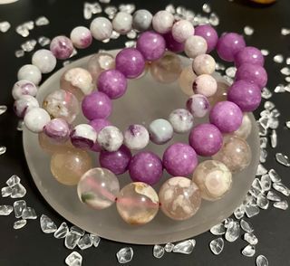Natural Crystal Bundle - Pink Sakura / Lavender Jade / Purple Emerald