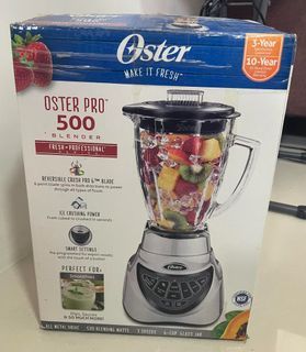 110Volts Oster® Pro 500 Blender with 2 Pre-Programmed Settings and 6-Cup Glass Jar, Brushed Nickel