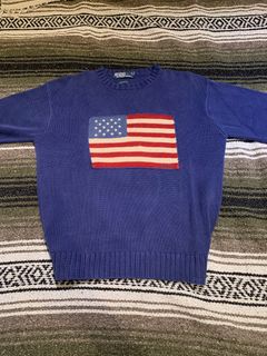 Polo Ralph Lauren RL USA Flag Vintage Knitted Sweater Size 18 Months Beige  Rare