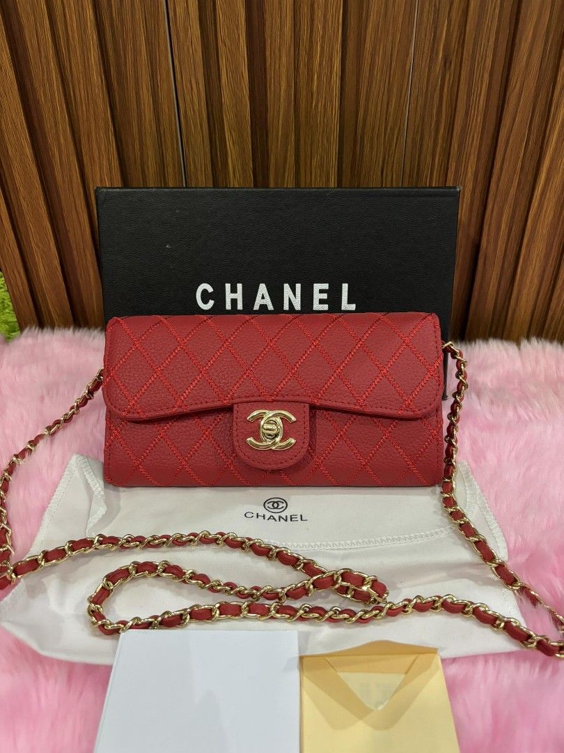 Preloved Japan Sling Wallet Chanel (Category: Luxury Bags & Wallets) located in Cebu City. Submitted by day.98 (Listing ID 1295488195, Image 1). Description: selected from japan surplus pure leather with holo sticker with dust bag no flaws.