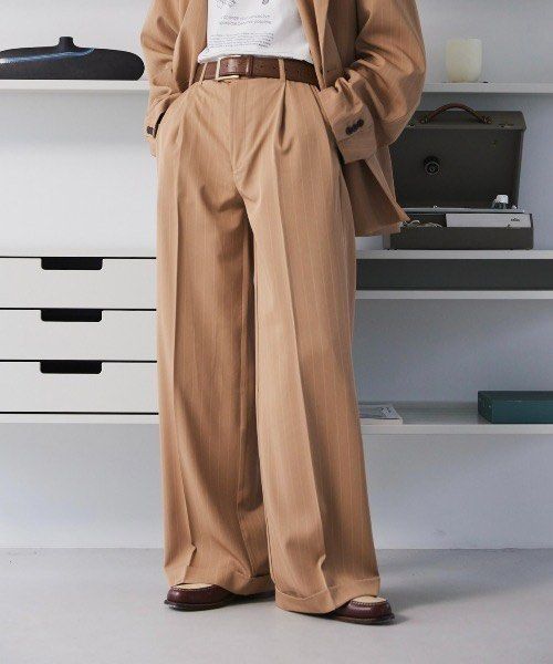 soerte」 スラックス 2 ブラウン メンズ Soerte Wide straight slacks