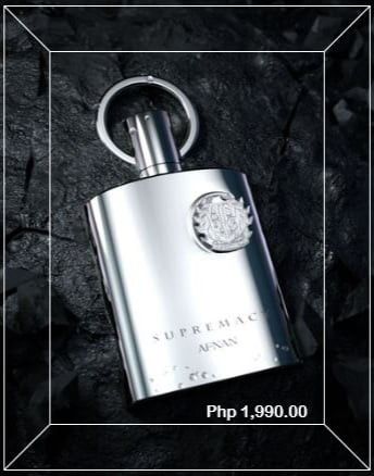 SUPREMACY Silver Crafted by Afnan (Category: Fragrance & Deodorants) located in Paranaque City. Submitted by lottenan (Listing ID 1295418902, Image 1). Description: Supremacy Silver Crafted by Afnan Eau de Parfum 100ML For Men Top Notes: Apple Bergamot Oak Moss Middle Notes: Pineapple Patchouli Jasmine Base Notes: Musk Ambergris Birch "Balance between boldness and sensuality".