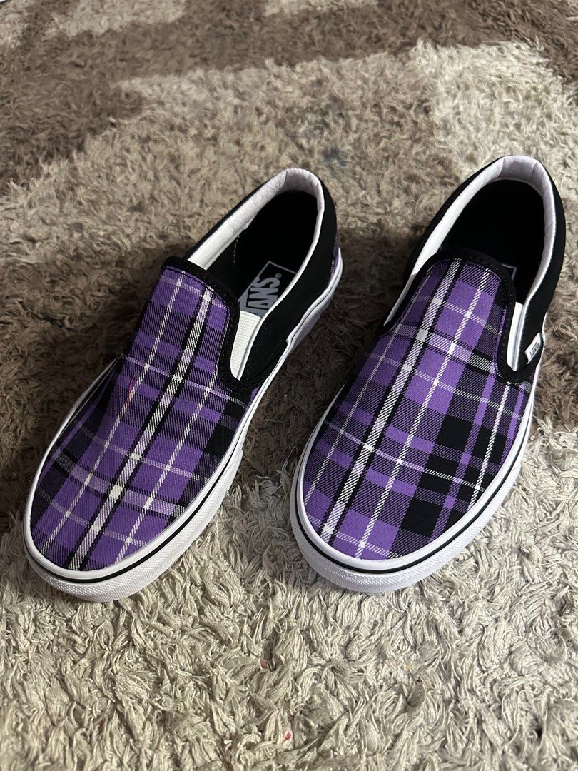Purple and black checkered vans best sale