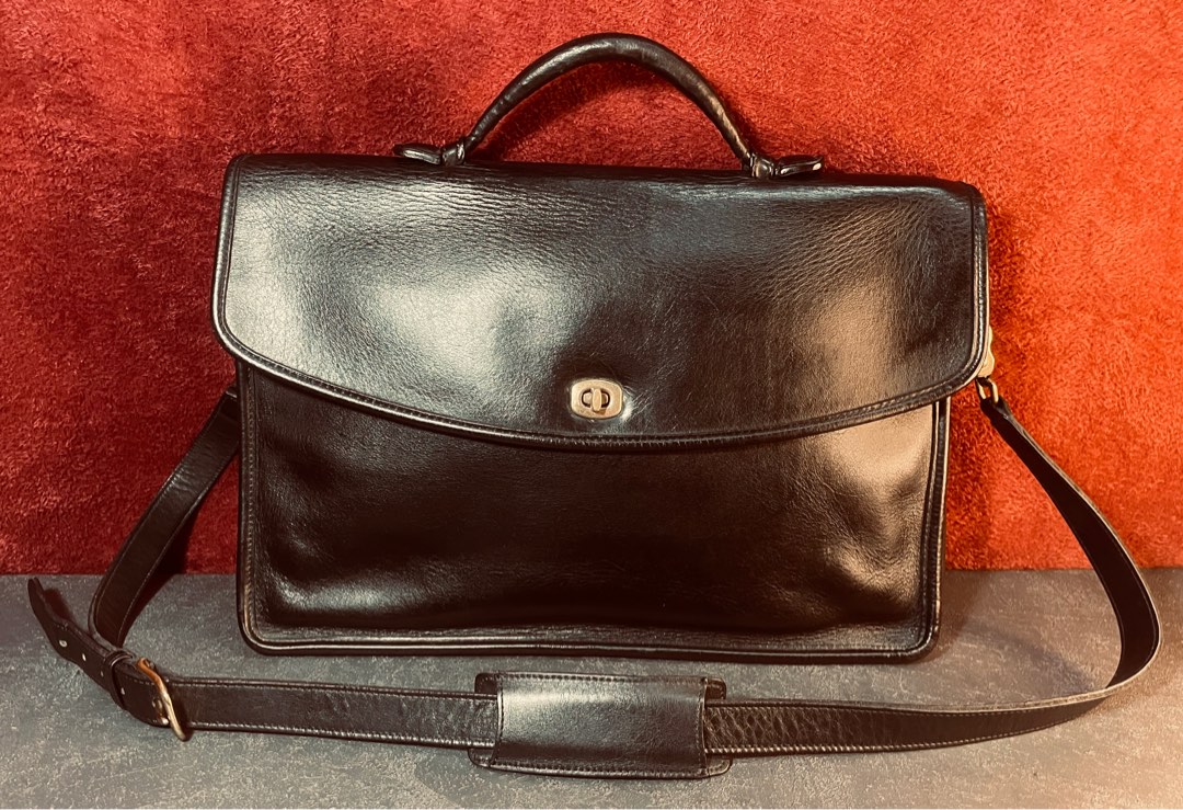 Vintage Coach Lexington Glovetanned Leather Black Briefcase