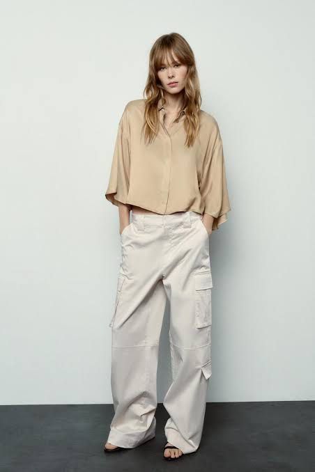 Satin cargo trousers zara new arrivals