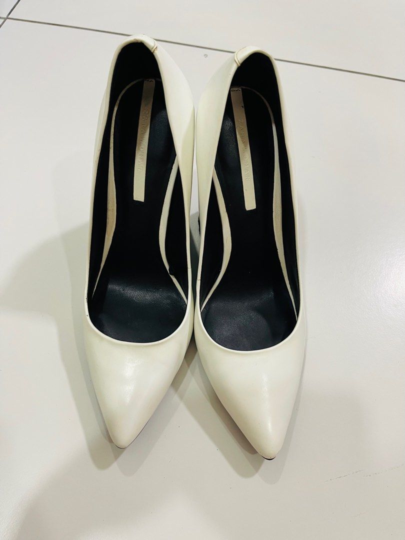 Zara white wedges sale
