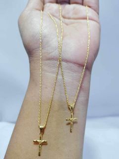 💎 Authentic 18k Gold Rope Chain Cross Pendant 💎 ( Buy 1 Take 1 )