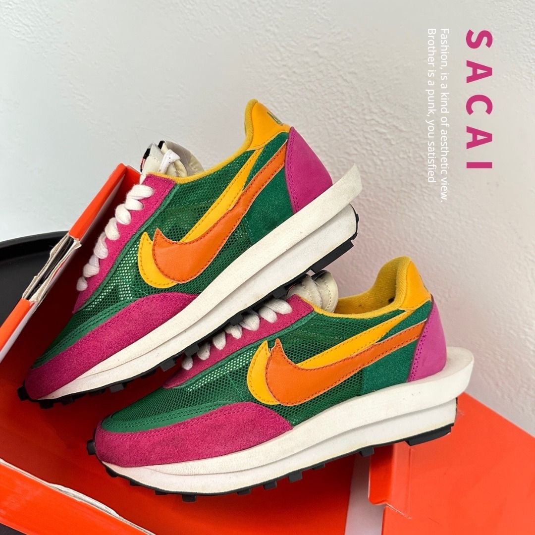 [二手] Sacai x Nike LD Waffle vaporfly 紫綠桃紅聯名款男女款 23.5CM BV0073-301