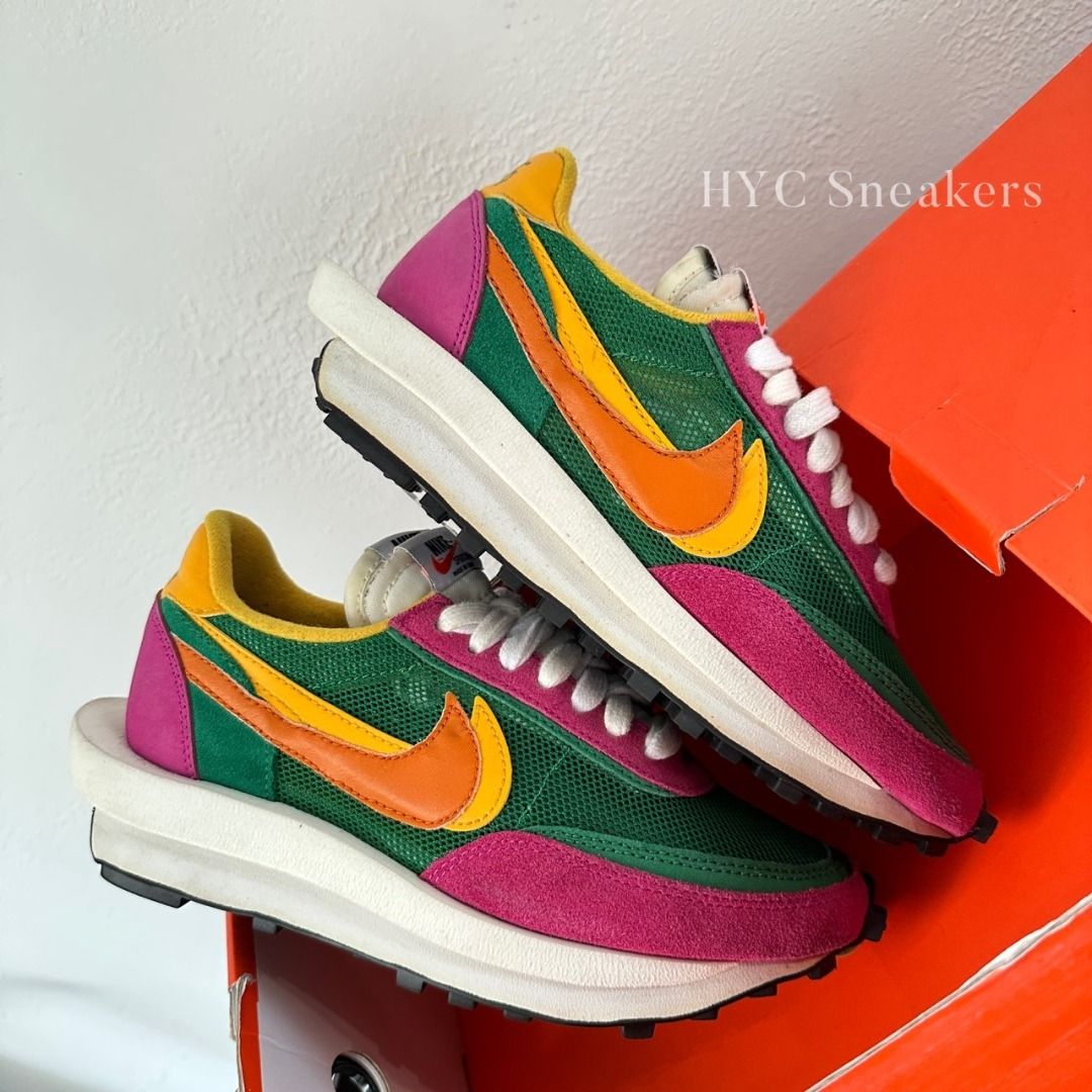 [二手] Sacai x Nike LD Waffle vaporfly 紫綠桃紅聯名款男女款 23.5CM BV0073-301