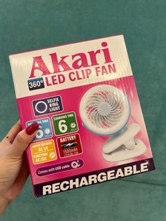 Akari LED light clip fan rechargeable