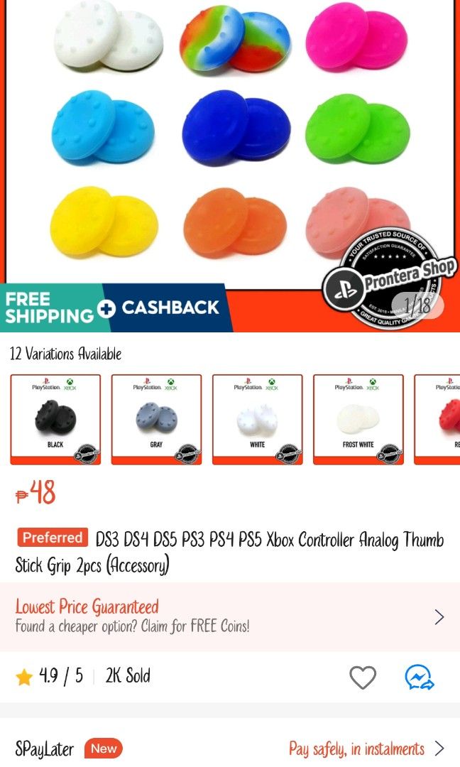ANALOG THUMB GRIP FOR PS4,XBOX (Category: Controllers) located in Taguig. Submitted by urico_anne23 (Listing ID 1295546069, Image 3). Description: 🧿🍀ANALOG THUMB GRIP FOR PS4 ,XBOX 💵 40 PESOS ALL 🌻 Ruth anne online shop 💢MINE SCREENSHOT PM 🎉 SALE ITEMS 🛍️ITEMS FROM SHOPPEE (mas mura kaysa kay shoppee ) 📌MINE NOW PAY NOW POLICY 📌NO PM NO PAYMENT AUTO CANCEL ❌PASS SA MATAGAL MAG PICK UP AT MAG BAYAD 💢PASS SA PALA DESISYON ❌NO WARRANTY BUY