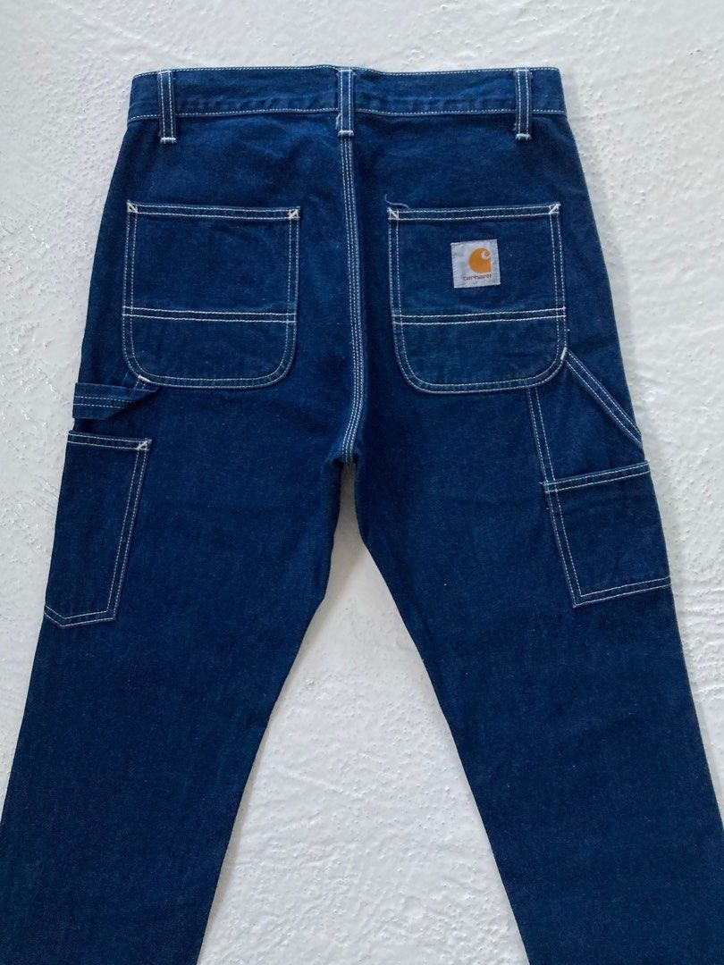 Authentic Carhartt WIP Ruck Single Knee Blue Pants for Men s Waistline is 28 Men s Fashion Bottoms Jeans on Carousell