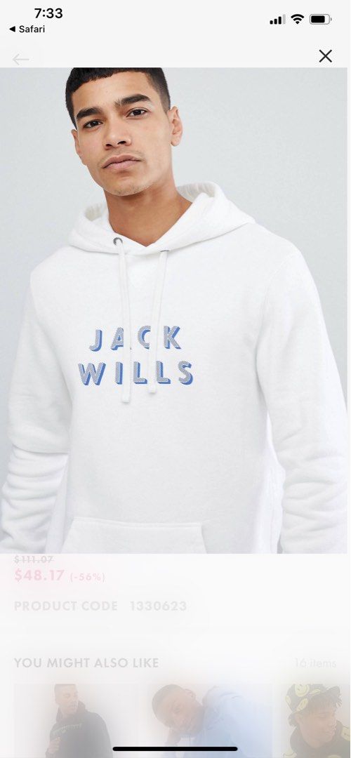 Authentic Jack Wills Batsford Popover White Sweater Hoodie Men s Fashion Coats Jackets and Outerwear on Carousell
