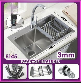 Baths 8143 81x43x20cm Stainless Steel Kitchen Sink 3mm Thickness High Quality Lababo