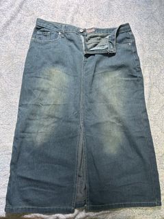 Beepop Jeans Vintage Ash Denim Skirt Front Slit