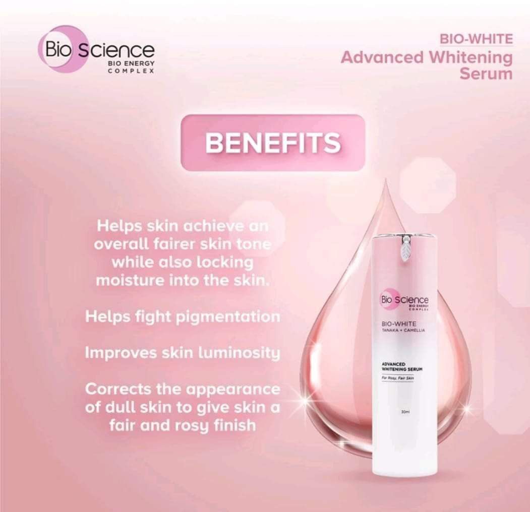 BIOSCIENCE Bio-White Advanced Whitening Serum 30 ml (Category: Face Care) located in Santa Rosa. Submitted by BerrieBlossom (Listing ID 1295522854, Image 3). Description: Brand: BIOSCIENCE - Whitening Serum - Expiration Date: August 2024.
