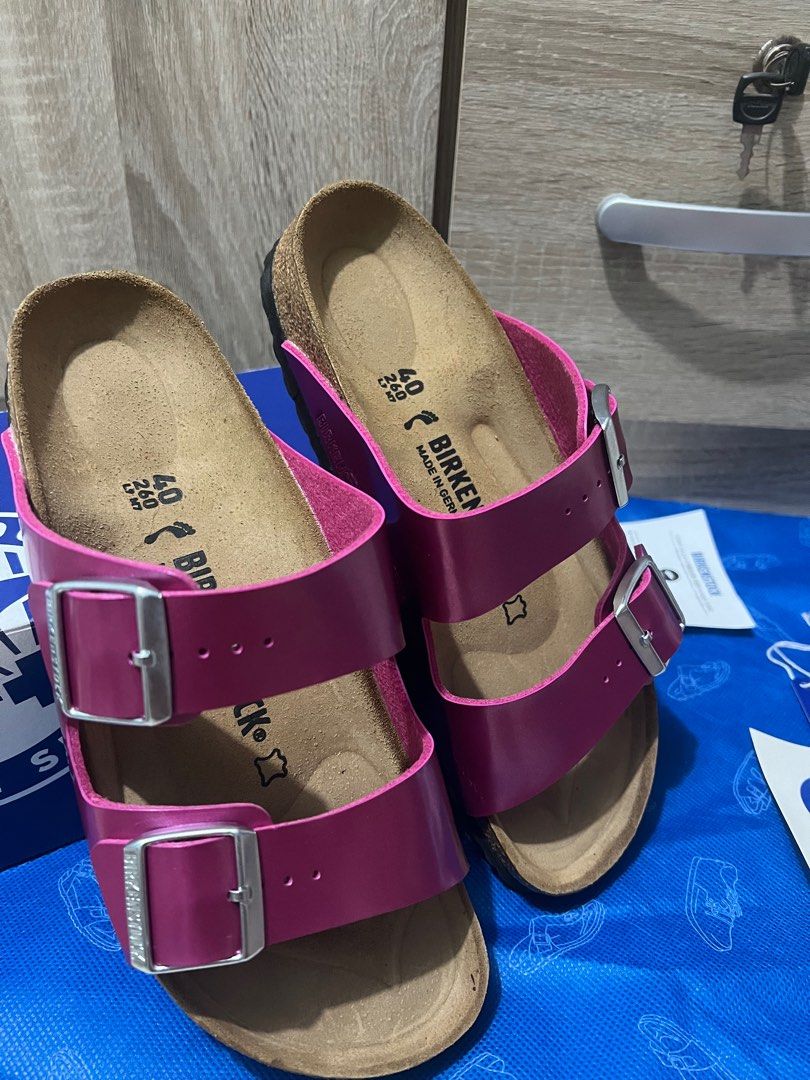 Birkenstock Arizona BS Electric Metallic Magenta Women s Fashion Footwear Flats Sandals on Carousell