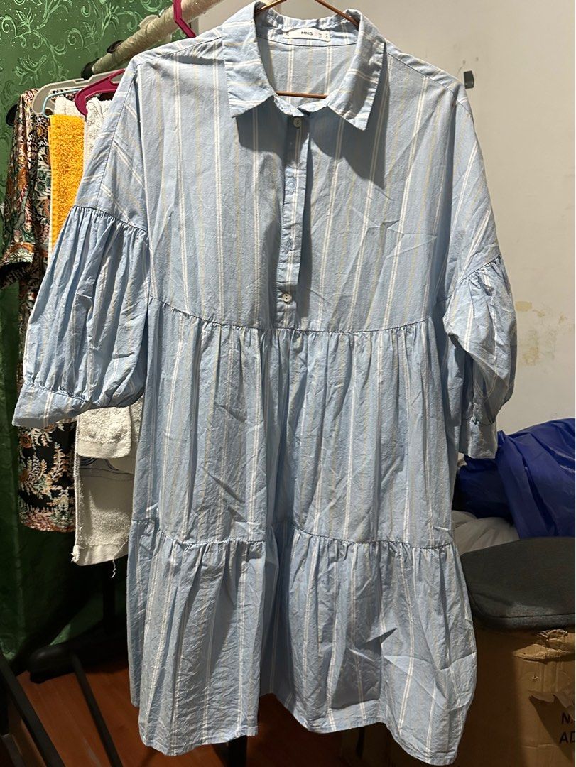 Blue Dress with pleats from Mango (Category: Dresses) located in Manila. Submitted by lennash (Listing ID 1295611466, Image 1). Description: With minimal stain at the back can be removed when washed. Can fit up to XL.