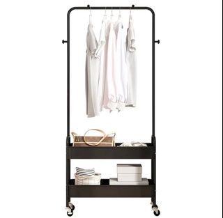 Metal Clothes Rack with 2-Layer Tray  (Hanger Rack)
