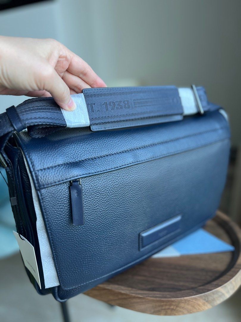 Dark blue genuine leather OROTON Briefcase BNWT, Computers Tech