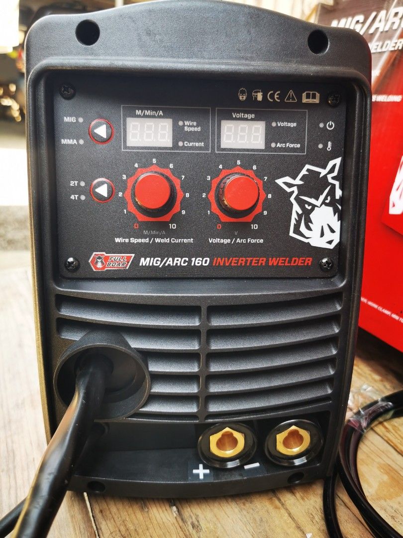 fullboar 160amp arc and mig combination welding machine (Category: Construction Tools & Equipment) located in Malolos. Submitted by axe23 (Listing ID 1295674880, Image 3). Description: fullboar 160amp arc and mig welding machine Using the latest in IGBT Technology, the Full Boar MIG/ARC 160 is a powerful, multi-process welder. Suitable for gas or gasless MIG welding, as well as electrode stick welding, this machine can weld mild steel, stainless 