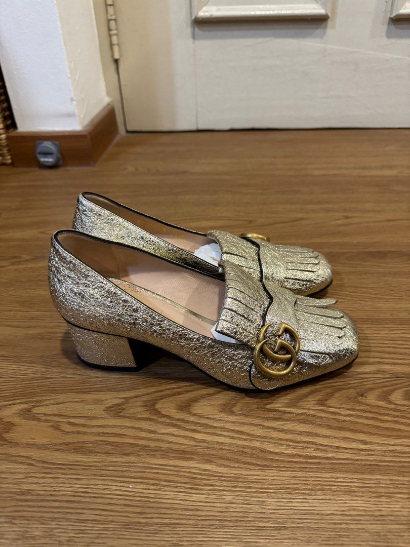 Gucci marmont GG Metallic Goat leather loafer pimp, Women's