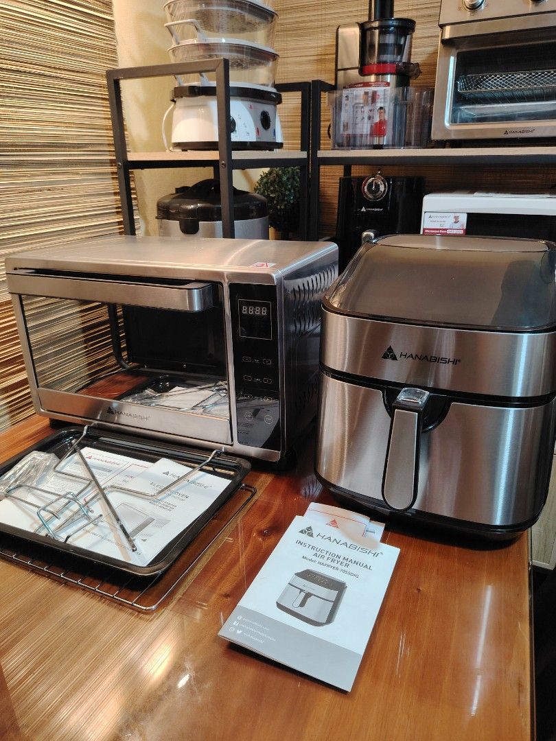 Brandnew Hanabishi Digital Air Fryer HAFRYER-70SSDIG and Digital Electric Convection w/Rotisserie Oven HDEO-30MPSS, and Digital Air Fryer HAFRYER-70SSDIG (Category: Other Kitchen Appliances) located in Bulacan. Submitted by nickahb67823 (Listing ID 1295595720, Image 1). Description: Php. 3,400.00 👉30L.Hanabishi Digital ElectRic Oven,with Convection and Rotisserie Oven HDEO-30MPSS Description💯 ✅30liter. ✅100-250°C temperature control ✅60 min. ti
