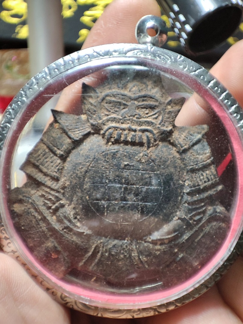 Handcrafted Phra Rahu with Yant Duang behind From 1 eye coconut husk BE ...