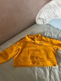 H&M cropped yellow half zip sweater