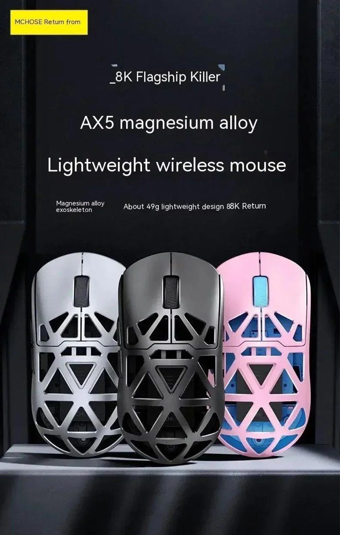 MCHOSE AX5 Pro Max Magnesium Alloy 8K Mouse, Computers & Tech 