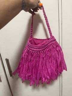 Boho Rafia Beach Handbag with Lining and Drawstring