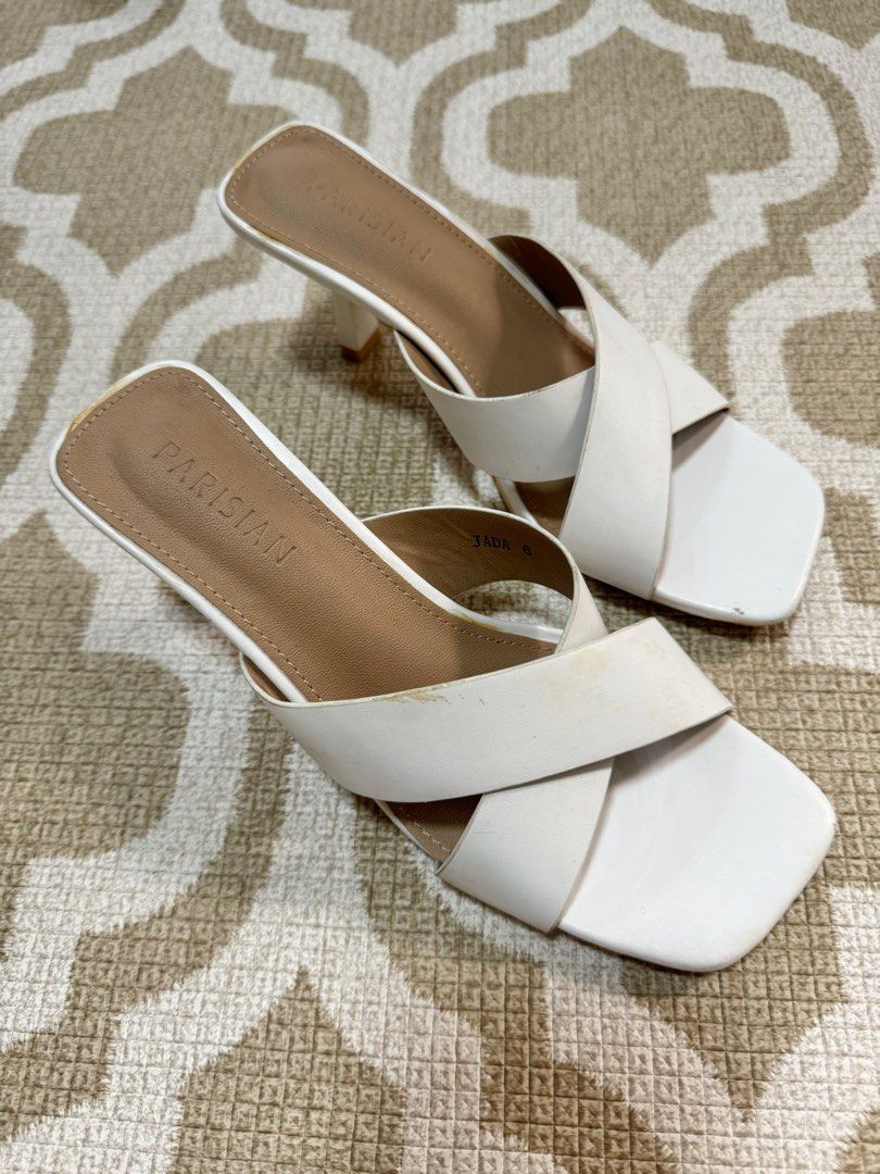 Parisian white sandals deals