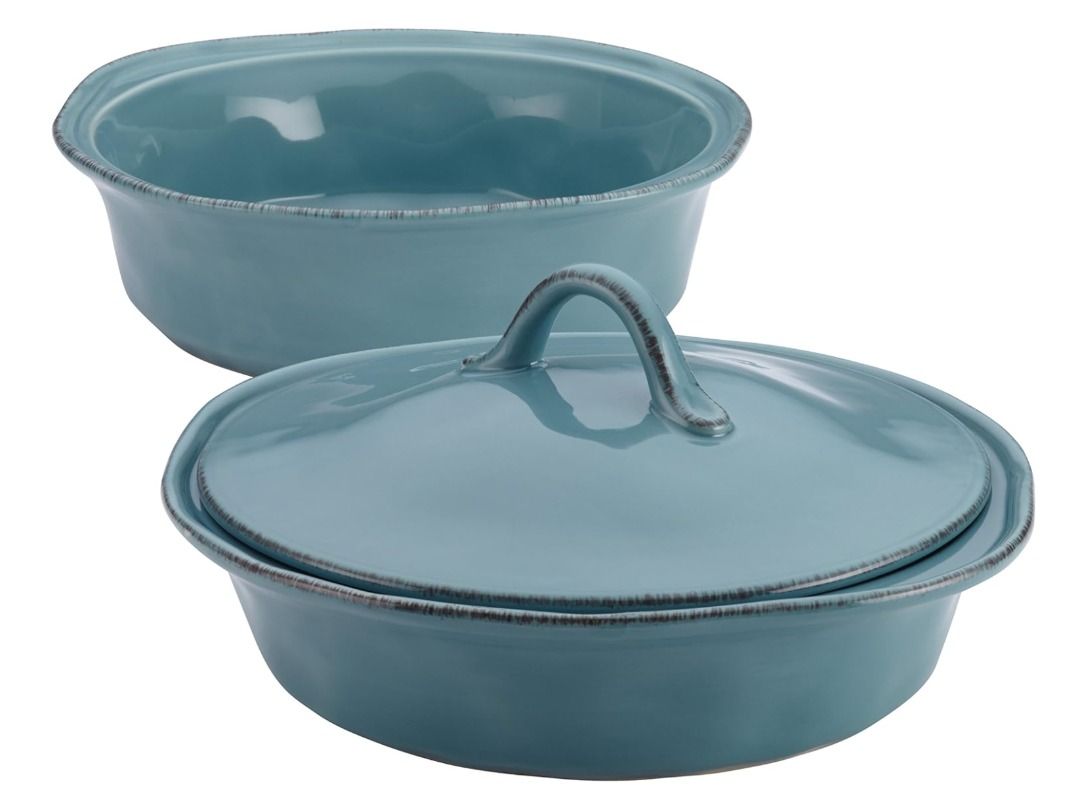 Rachael Ray Cucina Stoneware 3 Piece Round Baker And Lid Set Furniture Home Living Kitchenware Tableware Cookware Accessories on Carousell