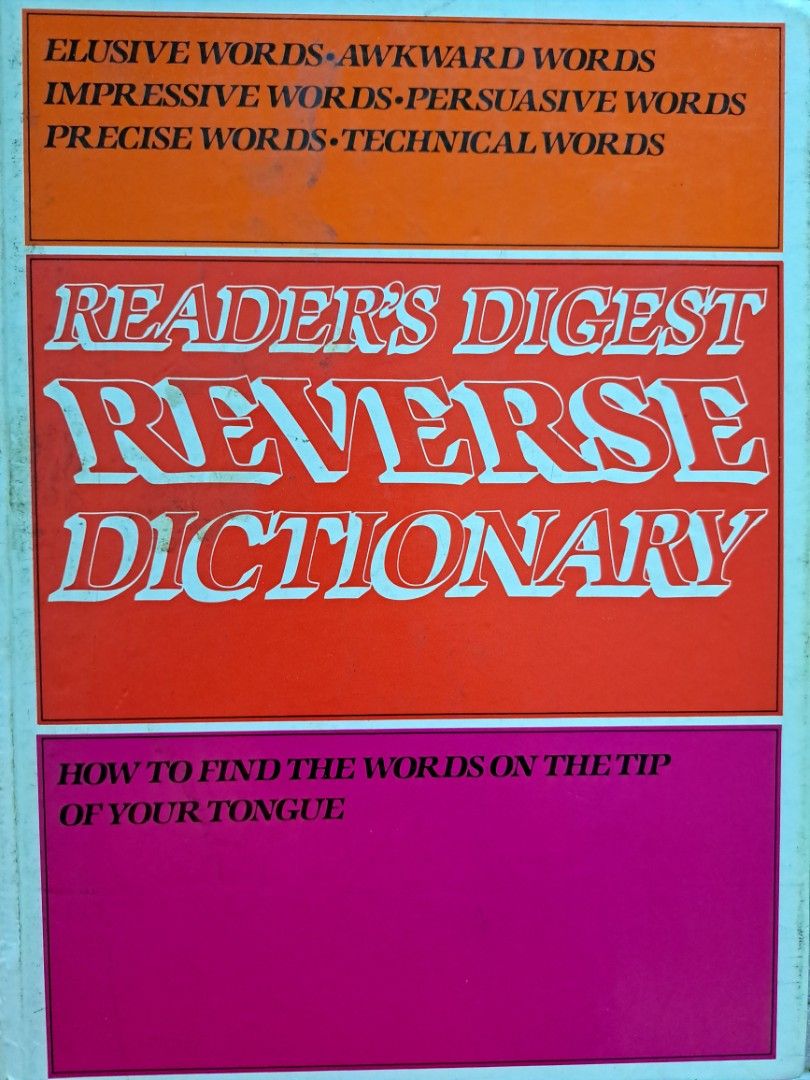 Reader's Digest Reverse Dictionary (Category: Children's Books) located in Singapore. Submitted by adoi. (Listing ID 1295574811, Image 1). Description: Hard cover book. Well used..